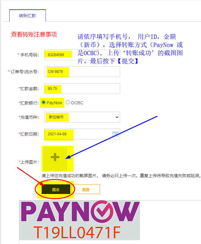 Top up Taobao2SG User Account Balance